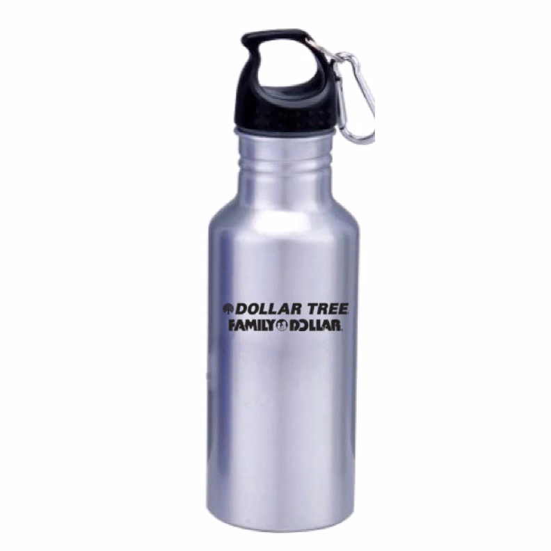 22 Oz. Wide Mouth Aluminum water bottle w/ Carabiner, BPA Free