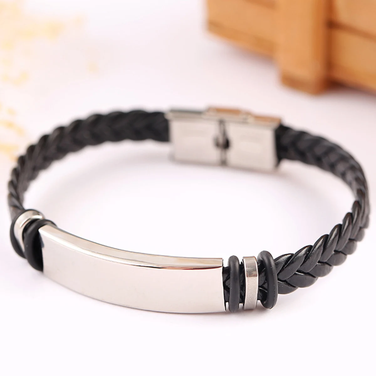 Leather Personalized Braided Bracelets 1