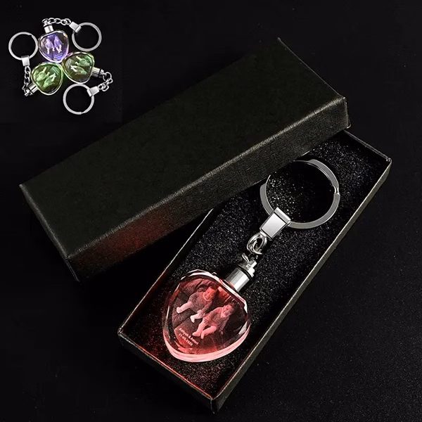 Crystal Led Light Heart Keychain