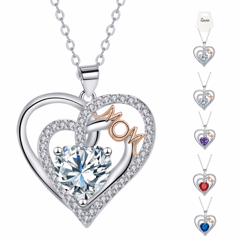 Luxury Double Heart Mom Necklace Mother's Day Gift