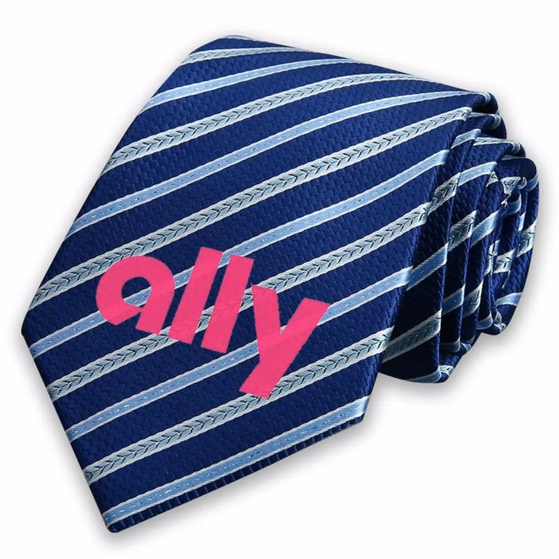 Patterned Tie with Printed Logo