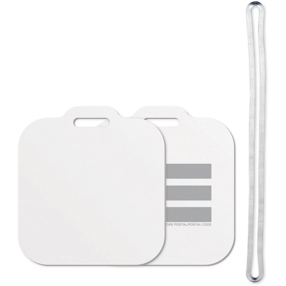 Luggage Tag (2 1/2"x 2 3/4") Square Full Colour Front Imprint Write-On Panels on Back with 6" Loop 1