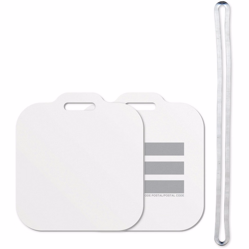 Luggage Tag (2 1/2"x 2 3/4") Square Full Colour Front Imprint Write-On Panels on Back with 6" Loop