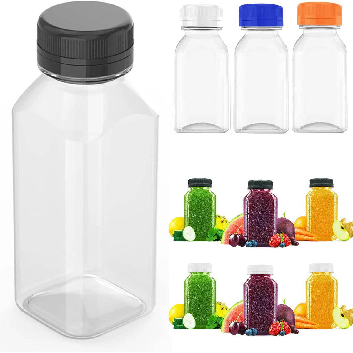 4 Oz Plastic Juice Bottles with Lids 1