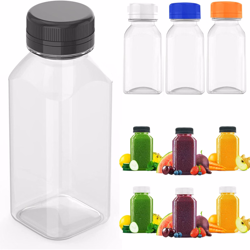 4 Oz Plastic Juice Bottles with Lids