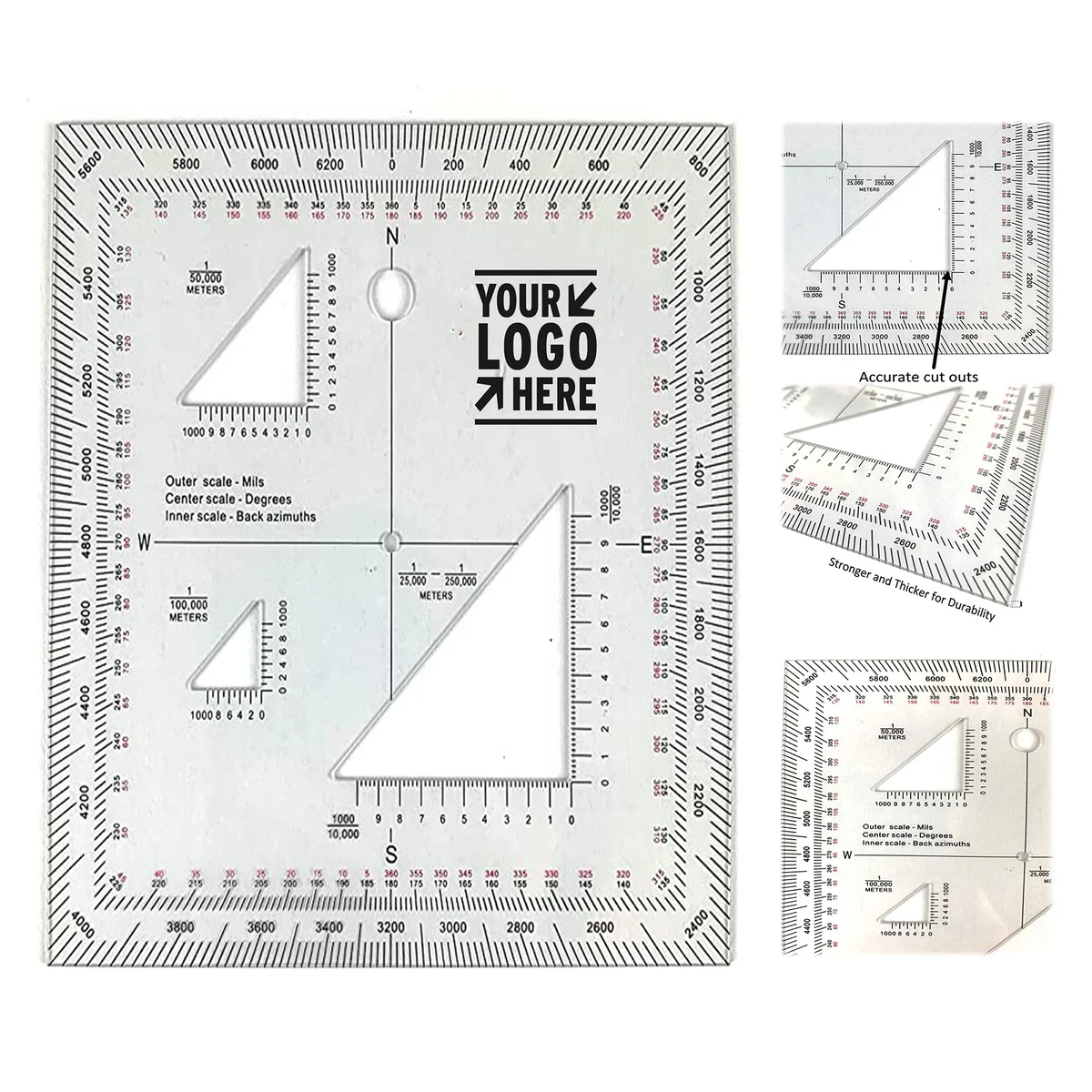 5 x 5 Inches Portable Military Scale and Protractor 1