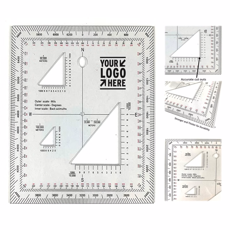 5 x 5 Inches Portable Military Scale and Protractor