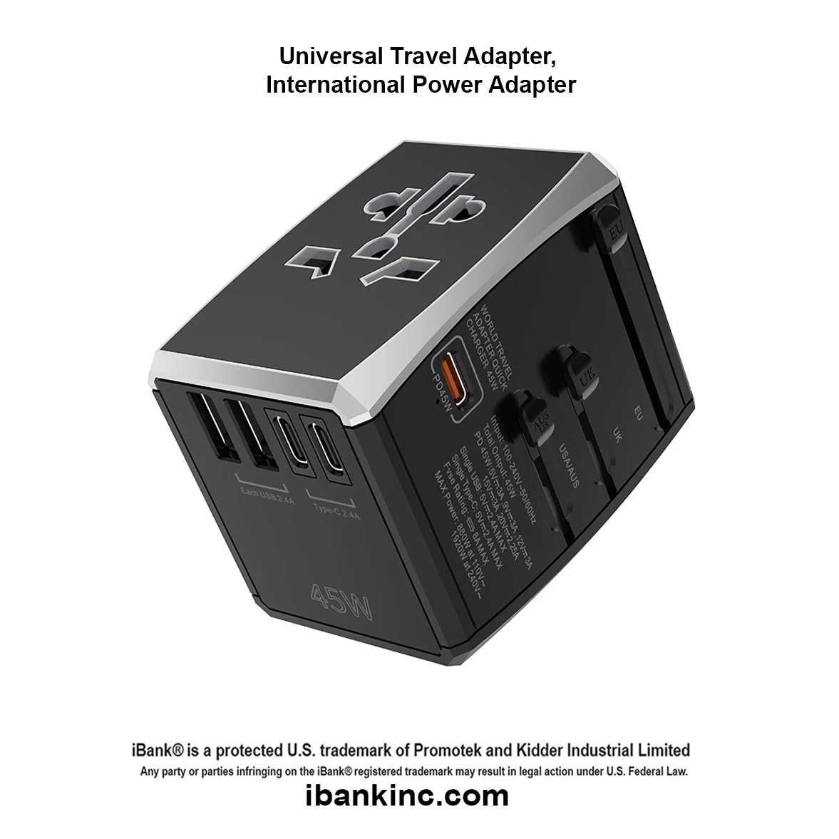 iBank ® 5 in 1 Universal Travel Adapter, International Power Adapter 1