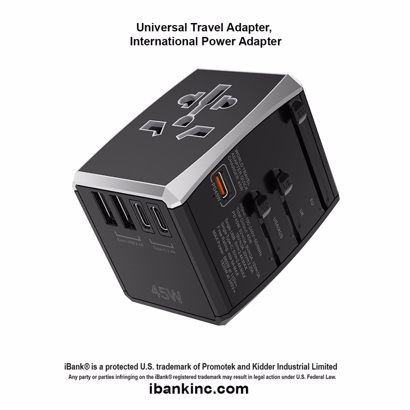 iBank ® 5 in 1 Universal Travel Adapter, International Power Adapter
