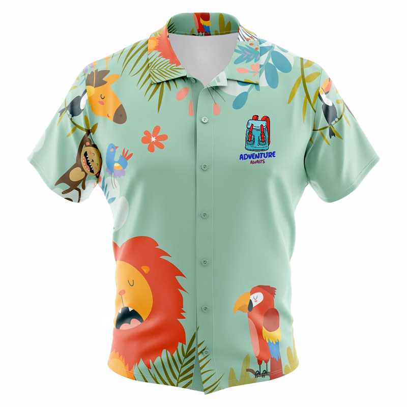 Girls' Full Dye Sublimation Hawaiian Shirt - 140Gsm Stretch Poly