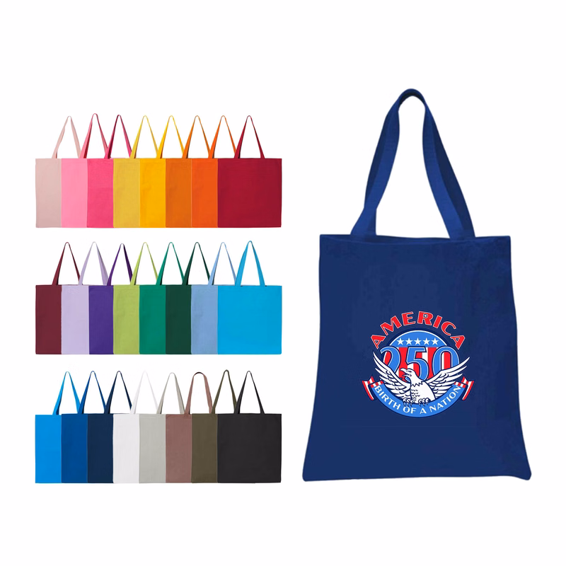 12 oz. Canvas Promotional Colored handle Tote Bag
