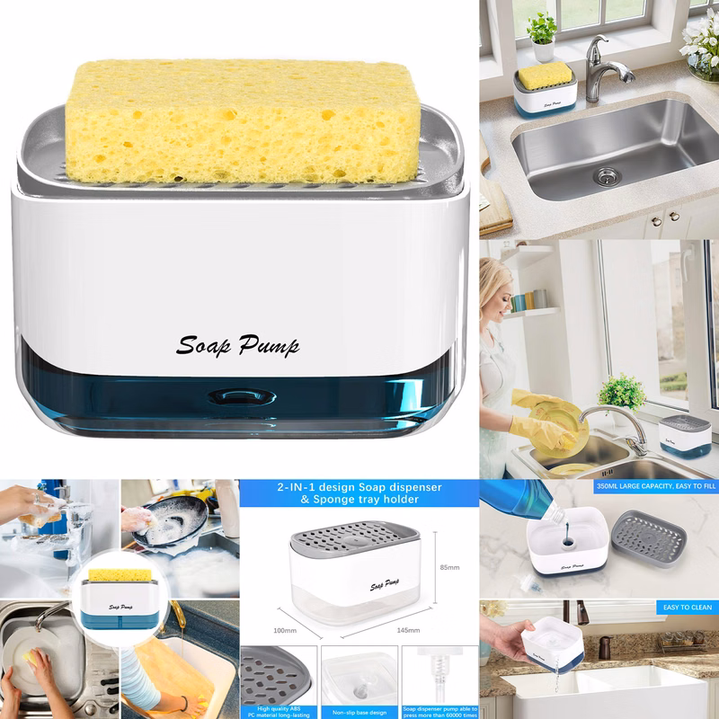 Dish Soap Dispenser With Sponge Holder