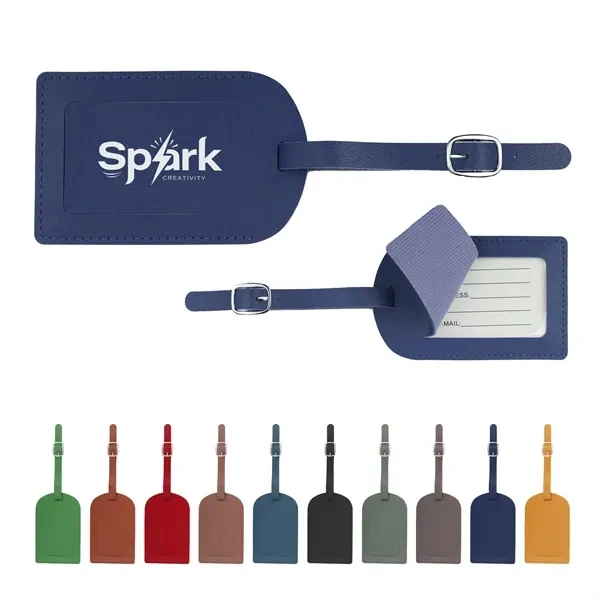 Custom 4.3" x 2.8" PU Leather Luggage Tag With Privacy Cover — Travel Essential 1