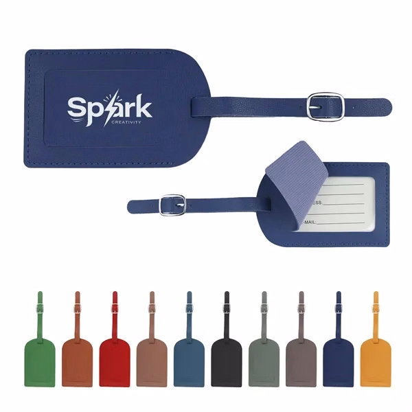 Custom 4.3" x 2.8" PU Leather Luggage Tag With Privacy Cover — Travel Essential