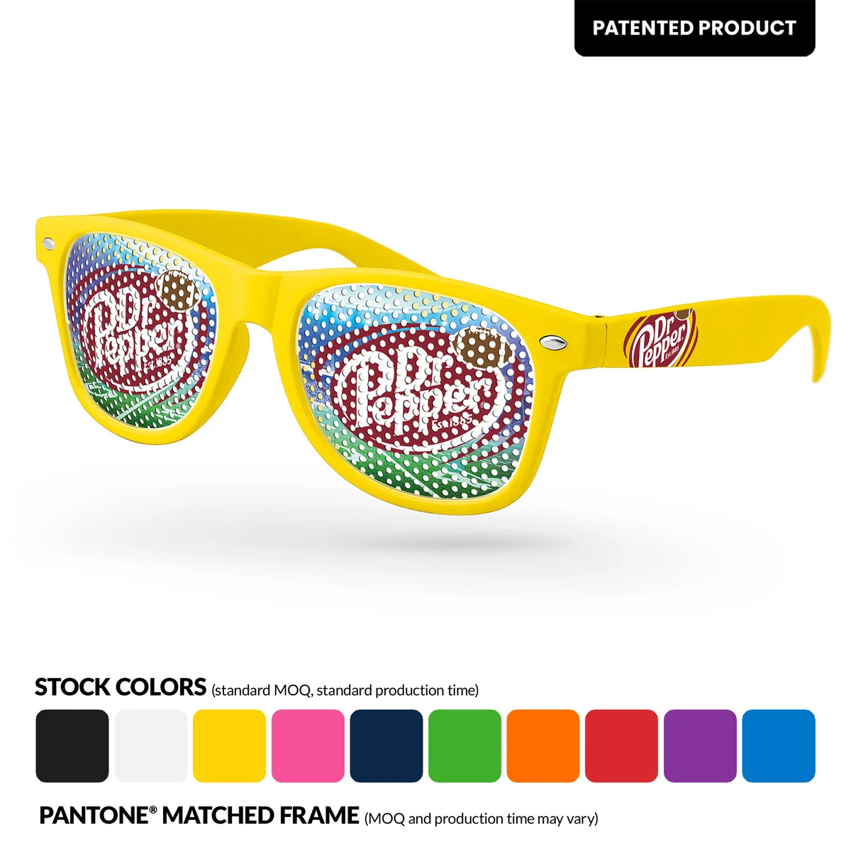 Retro Pinhole Promotional Sunglasses w/ Full-Color Temple Imprint 1