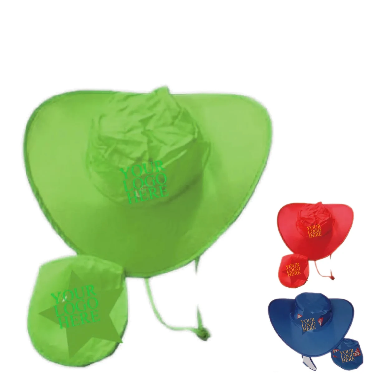 Custom Printed Foldable Cowboy Hat with Storage Pouch 1
