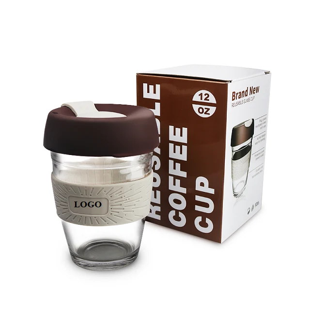 Glass Coffee Mugs with Silicone Holder 12 oz 1