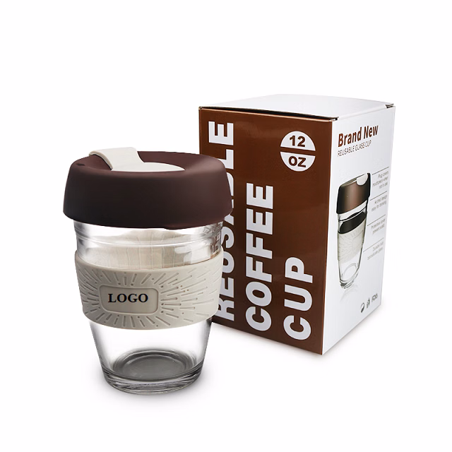 Glass Coffee Mugs with Silicone Holder 12 oz