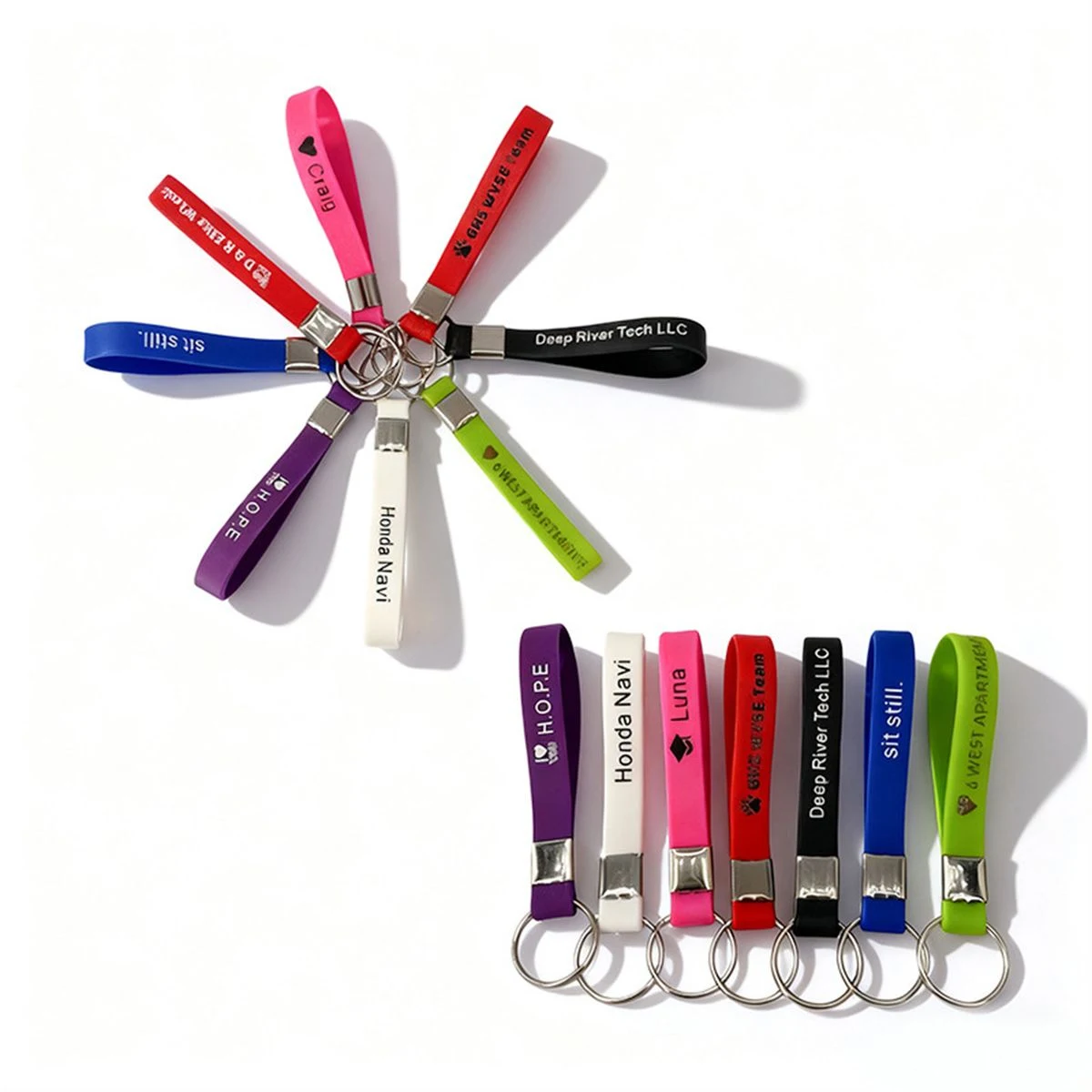 Engraved Silicone Wristband Keychain Night Glow 1