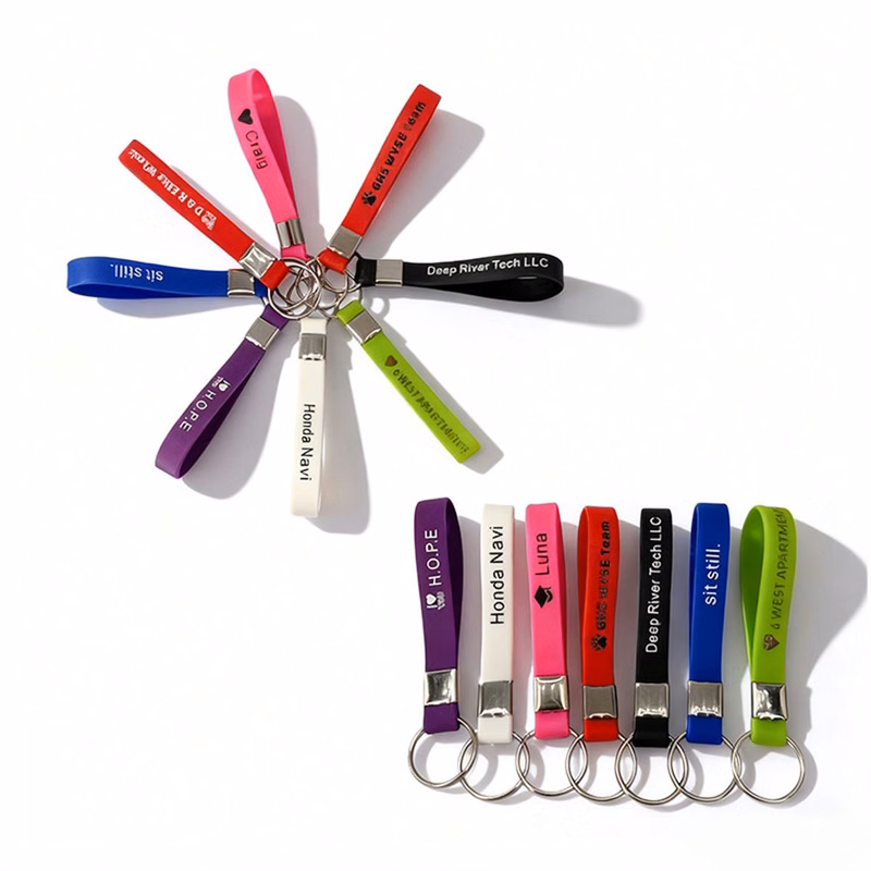 Engraved Silicone Wristband Keychain Night Glow