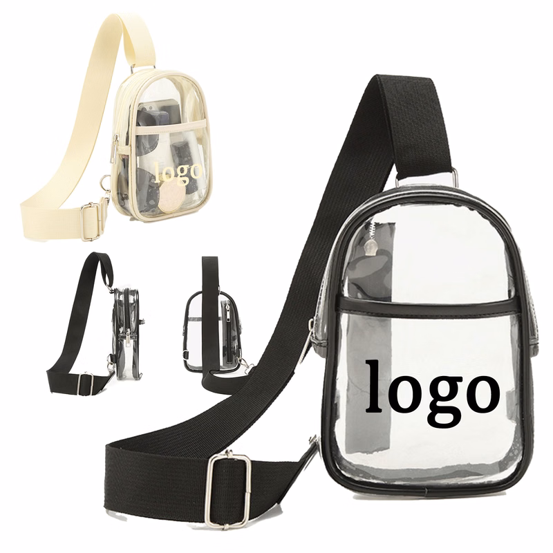 MOQ 30 PVC Transparent Crossbody Chest Bag 6"L x 2"W x 7.5"H