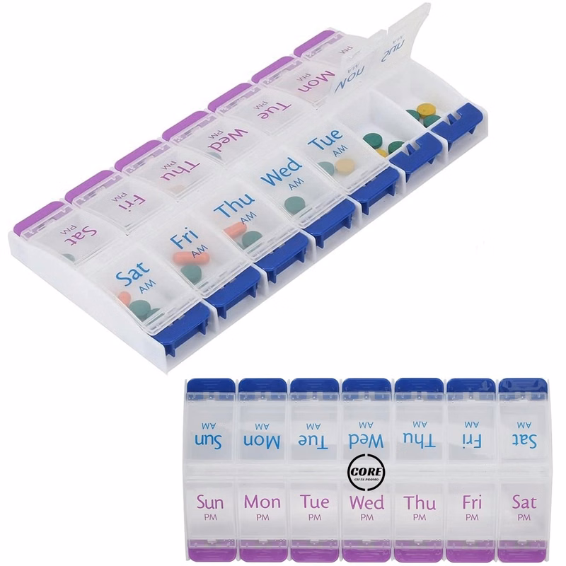 Push Button (7-Day) Pill Box Weekly 2 Times a Day AM/PM