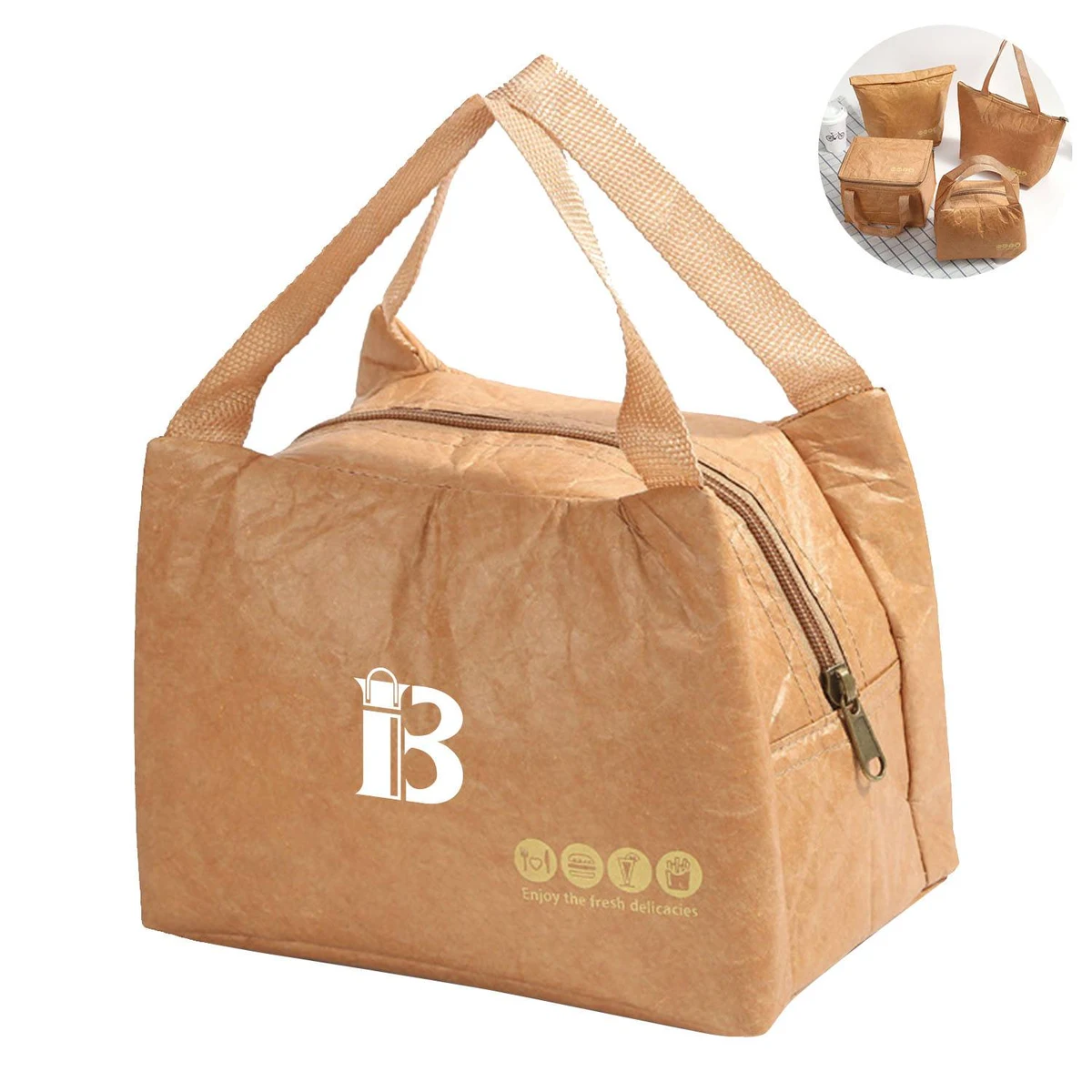 Outdoor Insulation Picnic Kraft Paper bento bag 1