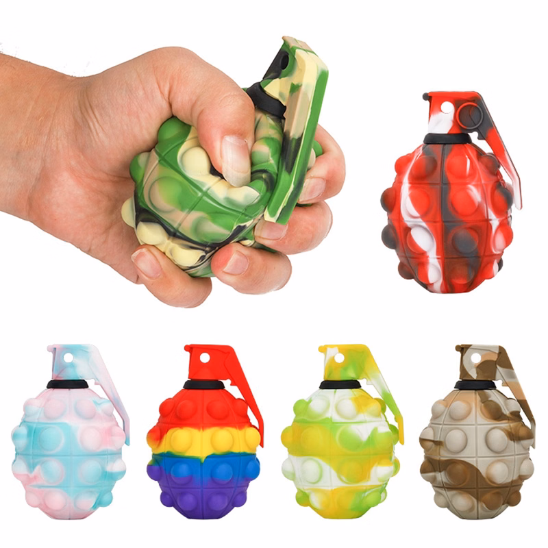 Grenade Shaped Push Pop Bubble Anti Stress Ball