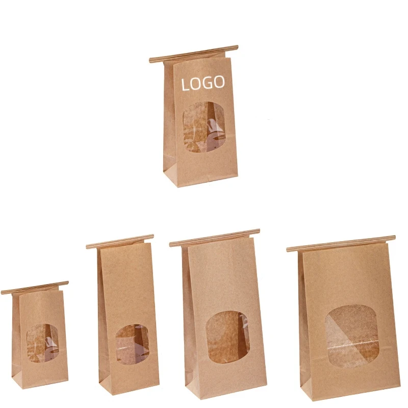 Self-Seal Kraft Paper Bakery Bags W/ Window (3 9/16" L x 2 3/8" G x 6 11/16" H) 1