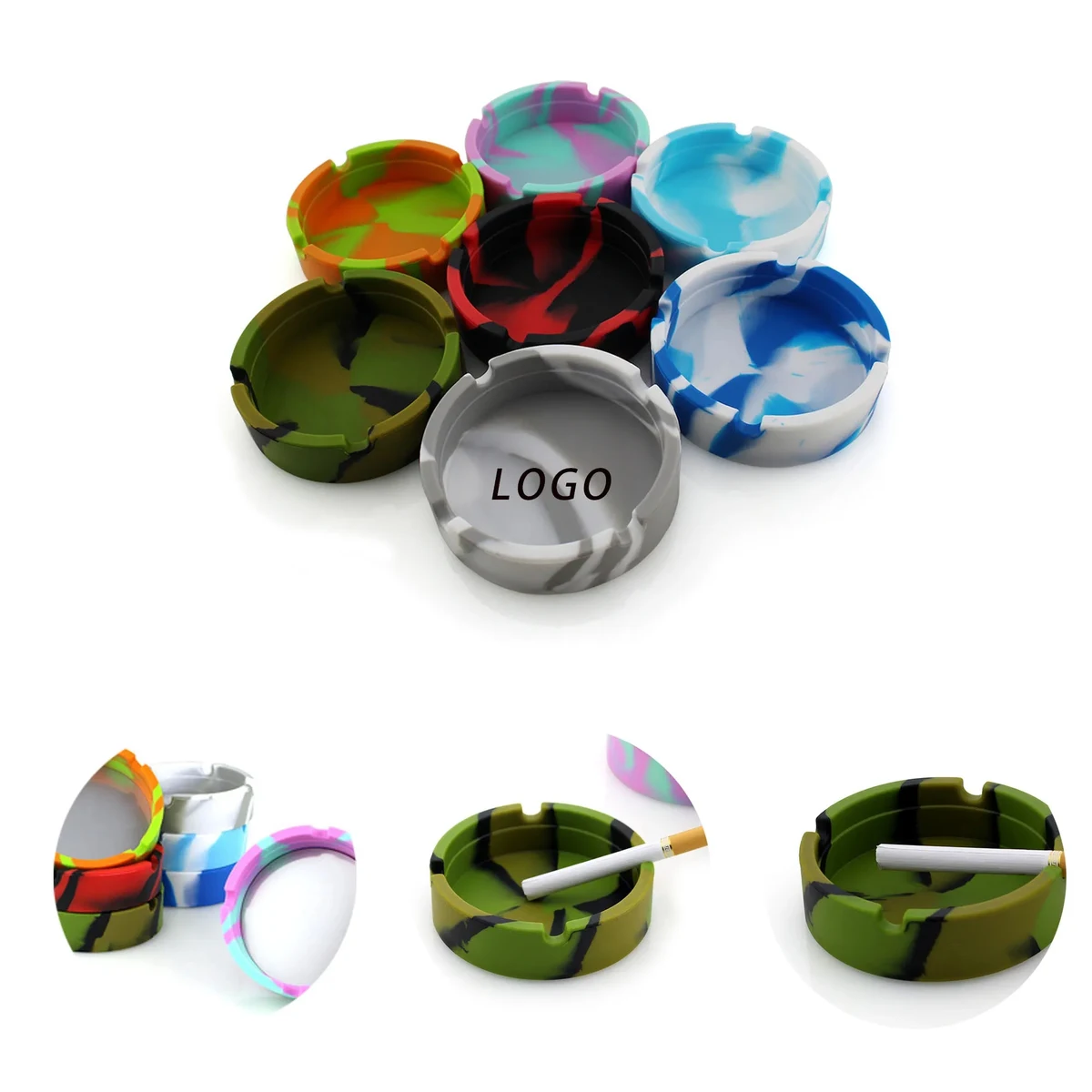 Eco-Friendly Silicone Ashtray With Logo For Safety 1