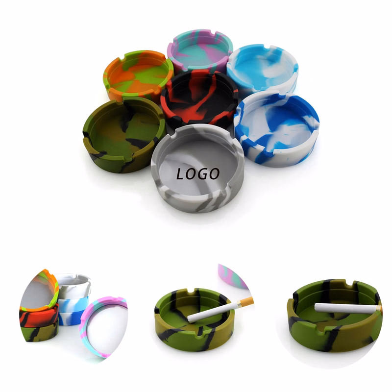 Eco-Friendly Silicone Ashtray With Logo For Safety