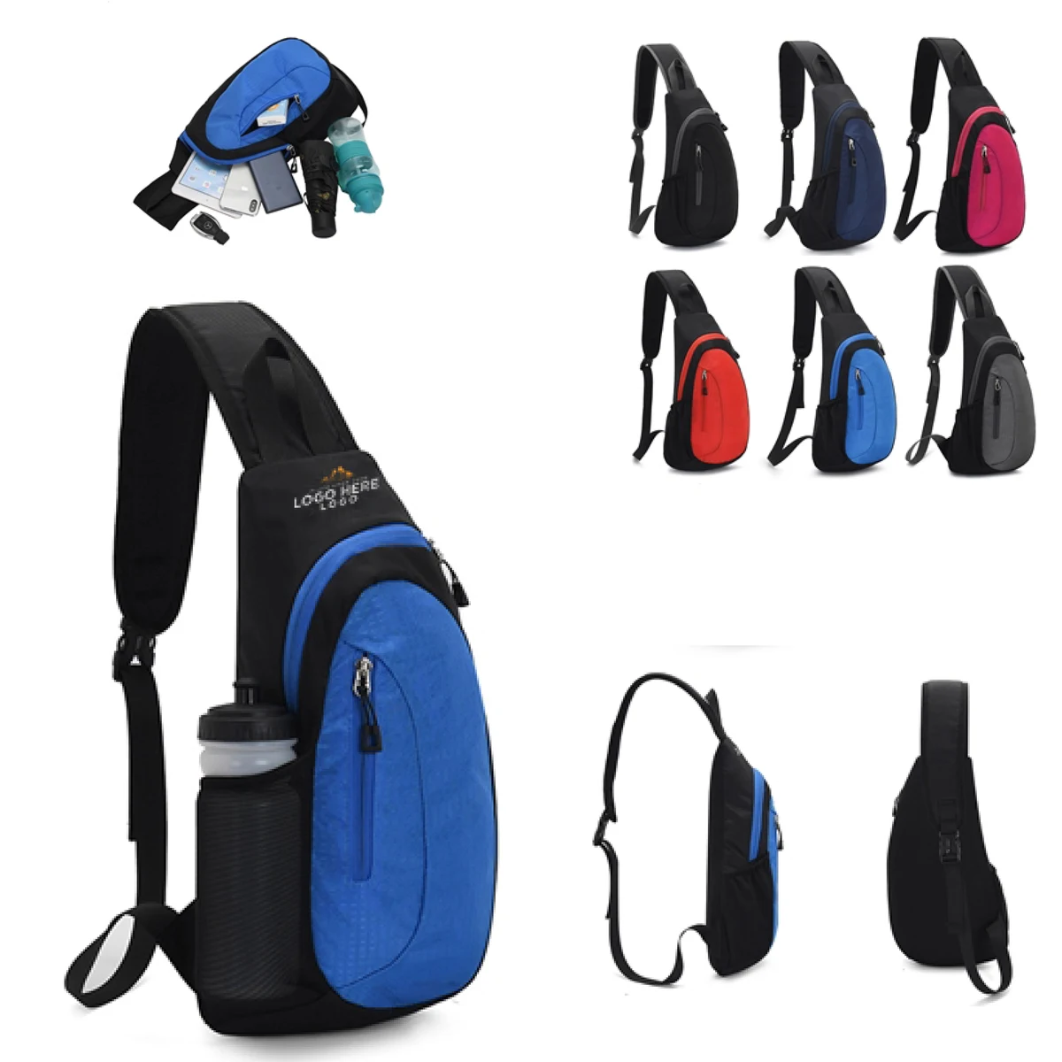 MOQ 500 Lightweight Nylon Chest Crossbody Backpack 1