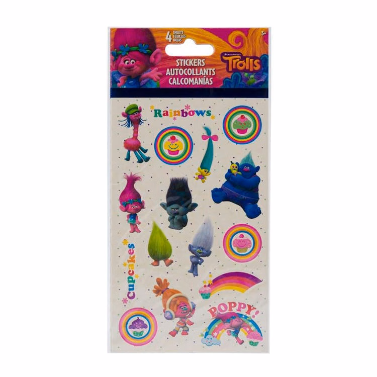 Trolls DreamWorks Stickers - Assorted 4 Sheet