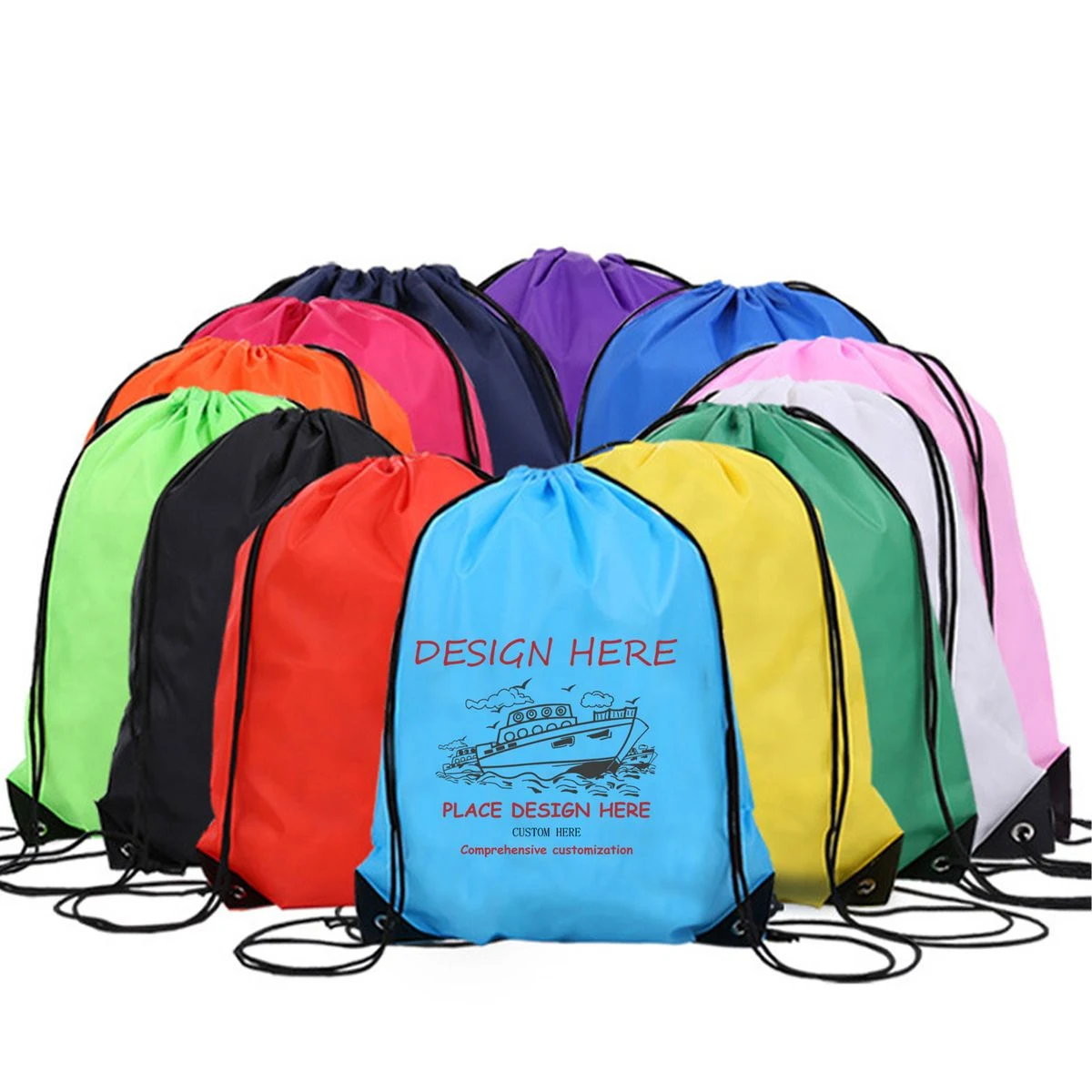 210D Polyester Cinch Backpack Drawstring Bag 1