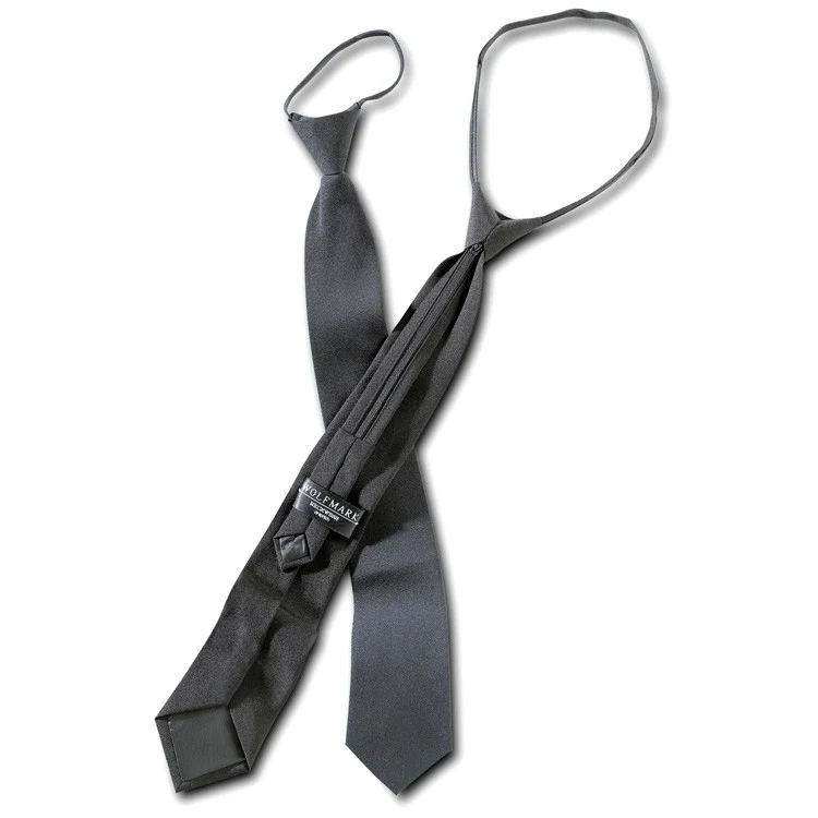 Grey Polyester Poplin Zipper Neck Tie 1