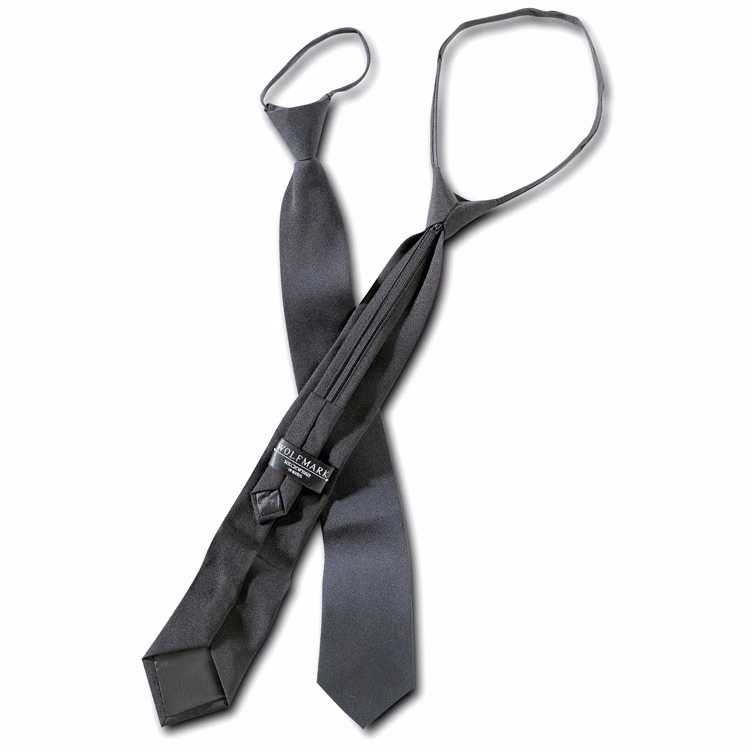 Grey Polyester Poplin Zipper Neck Tie