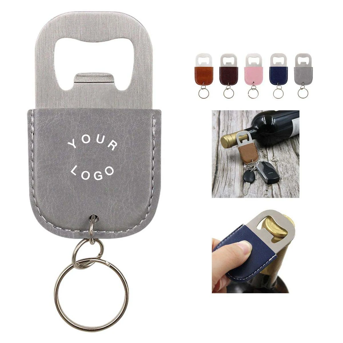 Portable PU Leather Bottle Opener Keychain for Drinks 1
