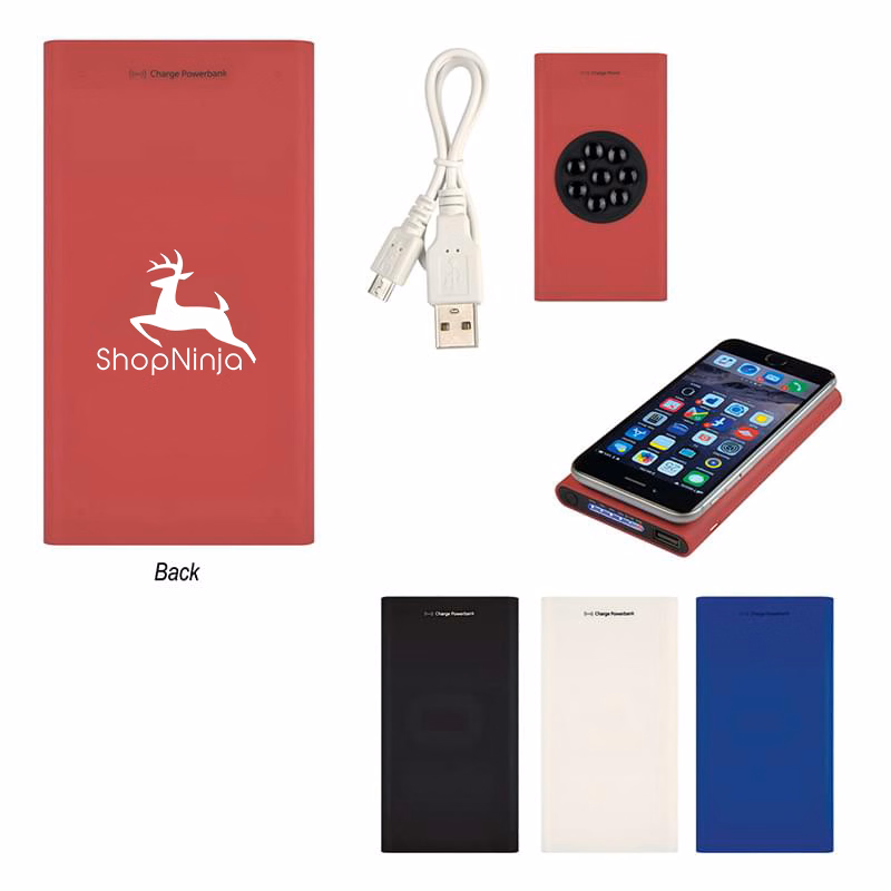 Compact Wireless-Charging Power Bank with Suction Cups