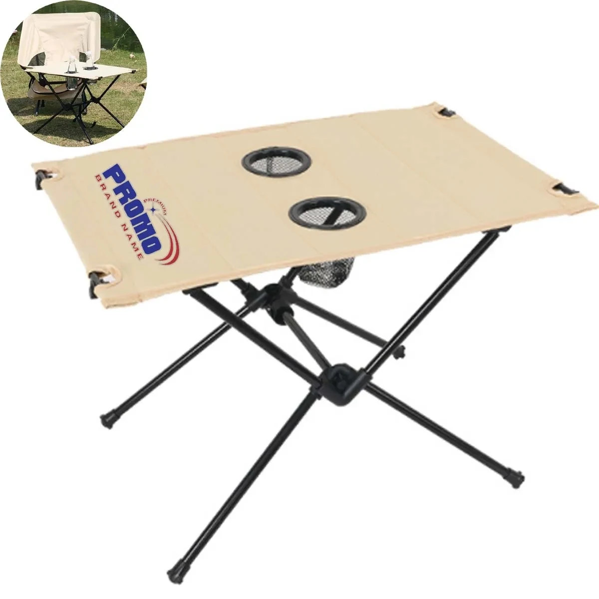 Folding Compact Camping Table with 2 Cup Holders 1