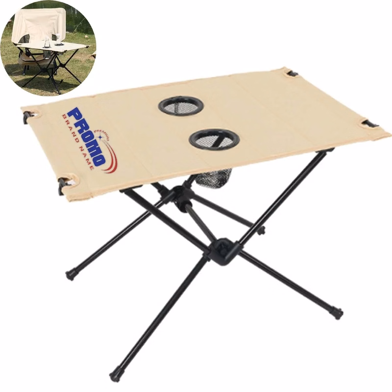 Folding Compact Camping Table with 2 Cup Holders