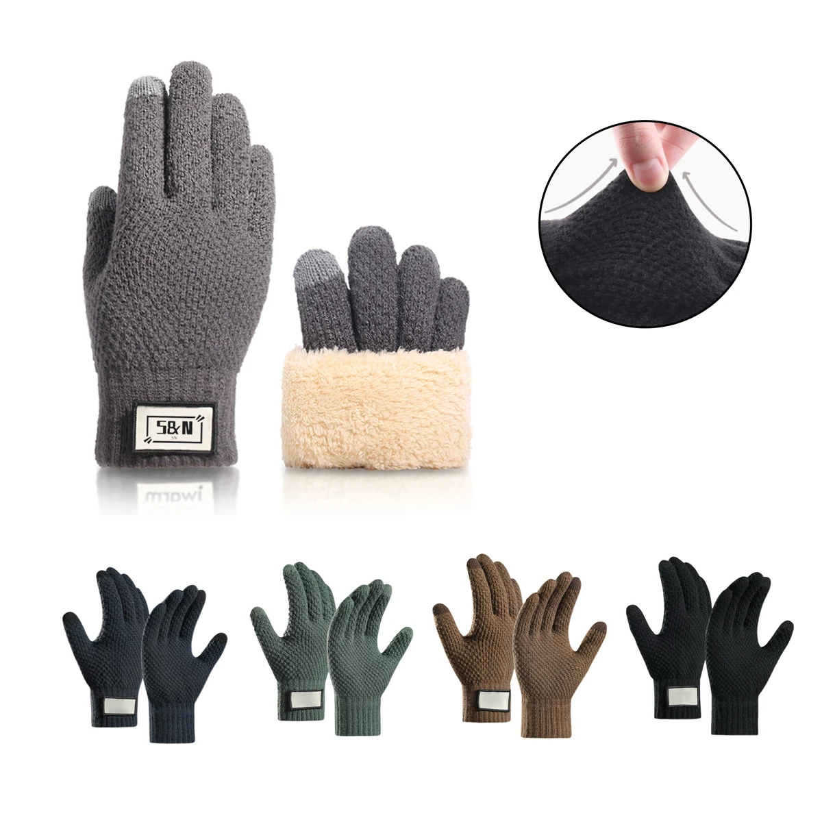 Knitted Warm Gloves With Soft Lining And Touch Screen Fingertips 1