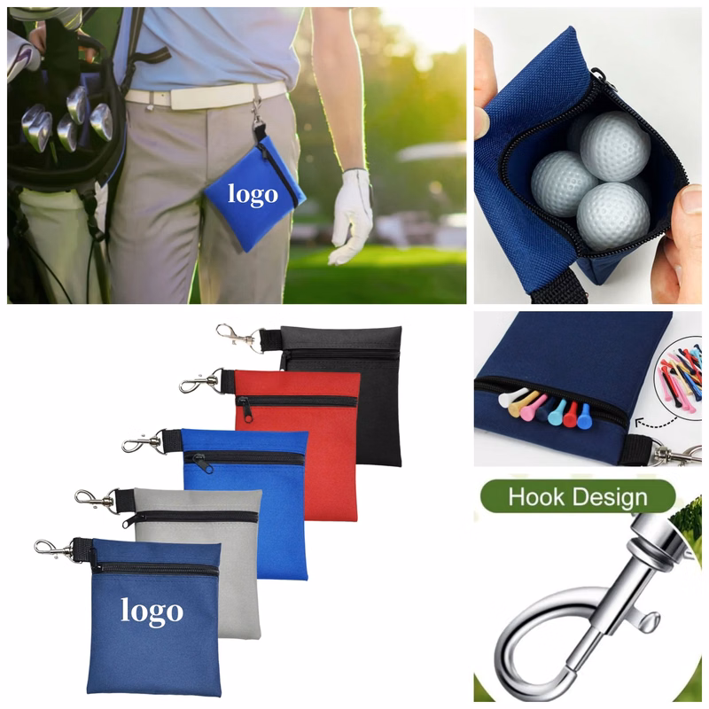 Golf Tee Bag Holder With Metal Lobster Claw Clip
