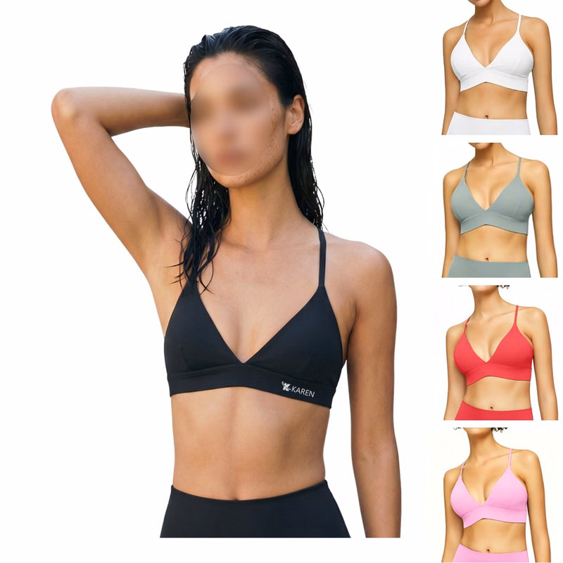 Nylon Crisscross Back V-Neck Sports Bra