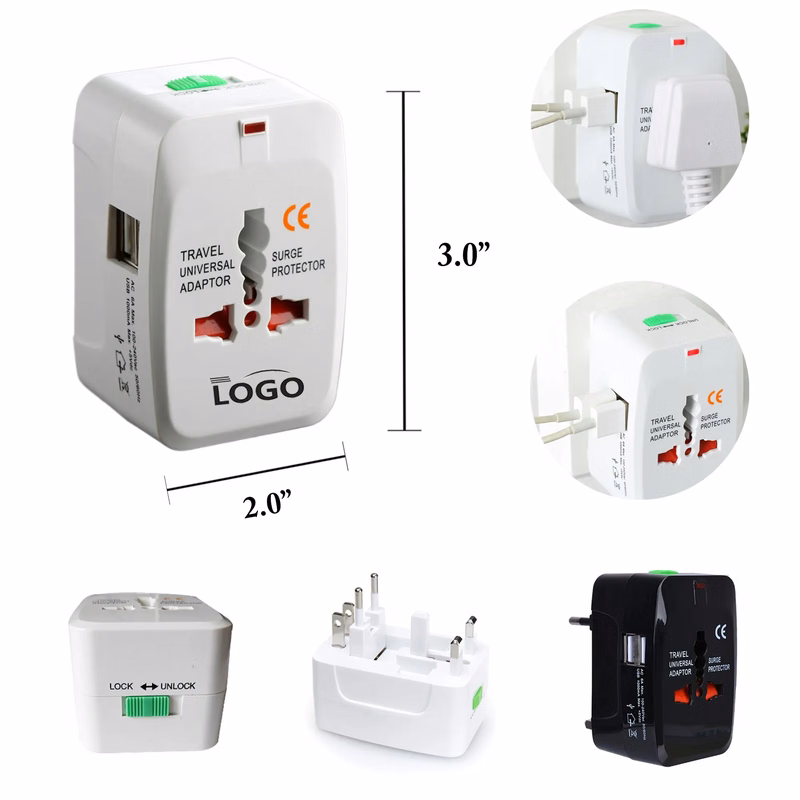 MOQ50 Universal Travel Adapter with Dual USB Ports