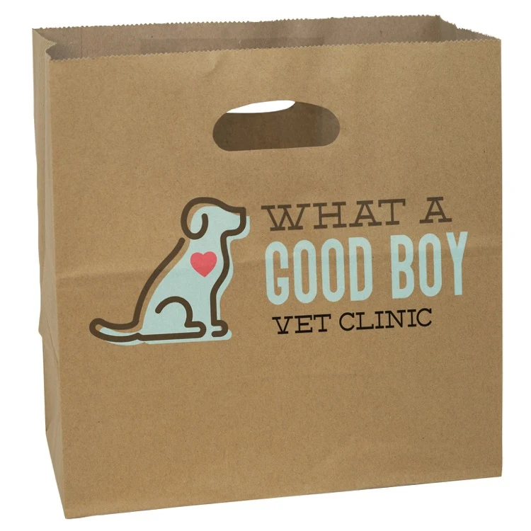 Full Color Natural Kraft Paper Take Out Bag (11" x 11" x 6") 1