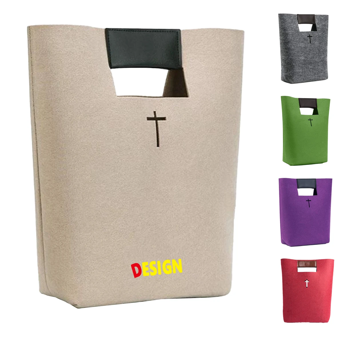 MOQ50 Durable Felt Bag for Daily Use, custom tote bag with logo imprint 1