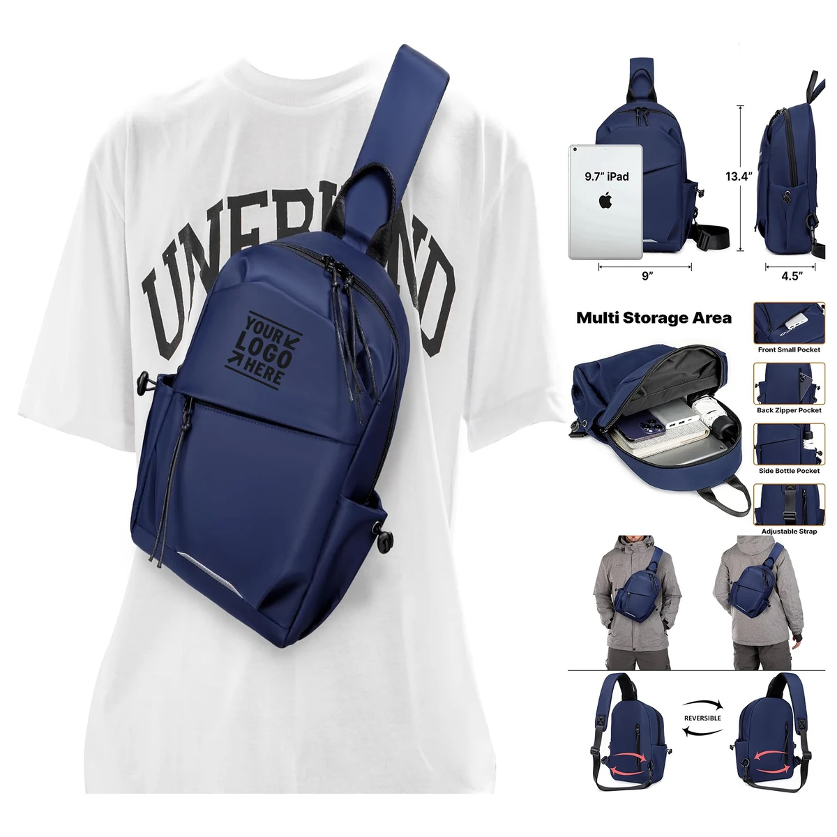 Men Crossbody Backpack Travel Daypack Chest Pack Outdoor Shoulder One Strap Small Sling Bag 1