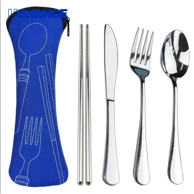 Travel Stainless Steel Cutlery Set with Storage Bag 1