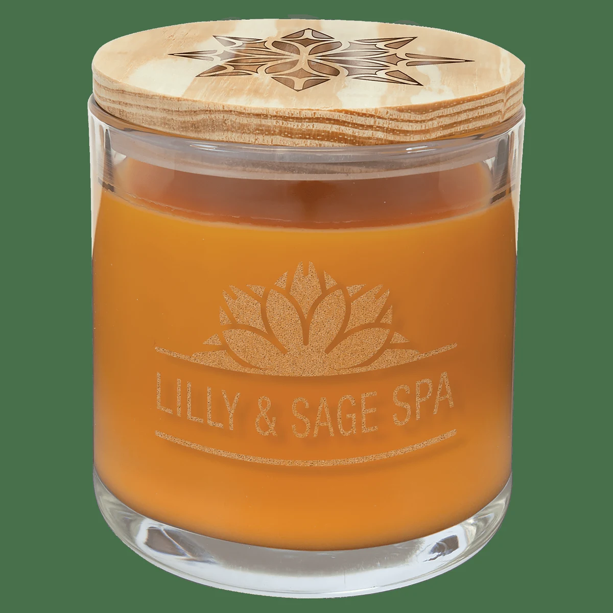 14 oz Clear/Wood Bright Citrus Candle in a Glass Holder with Lid 1