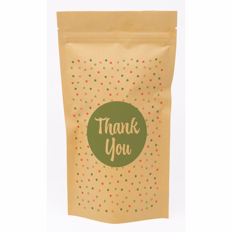 Polka Dots Predesigned Kraft Barrier Pouch (6"W x 11"H x 3"D)